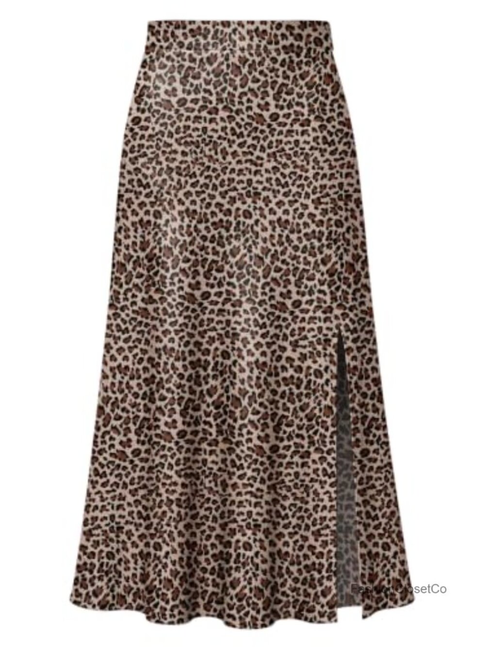 Satin Midi Skirt High Waisted Bias Cut Side Slit